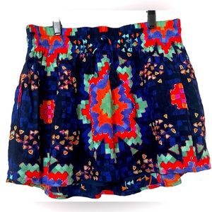 ANTHROPOLOGIE PIPER BY TOWNSEN Embroidered navy blue multicolored mini skirt M